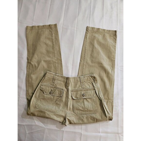 VTG Y2K Abercombie A&F wide leg khaki pants womens sz 4 Button Fly - Picture 3 of 9